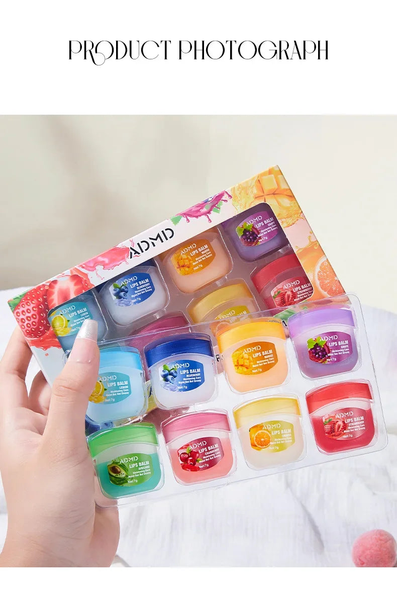 Moisturizing Lip Balm Set: 8pc Fruit Lip Treatment by Tidesmit Lip Care Tidesmit