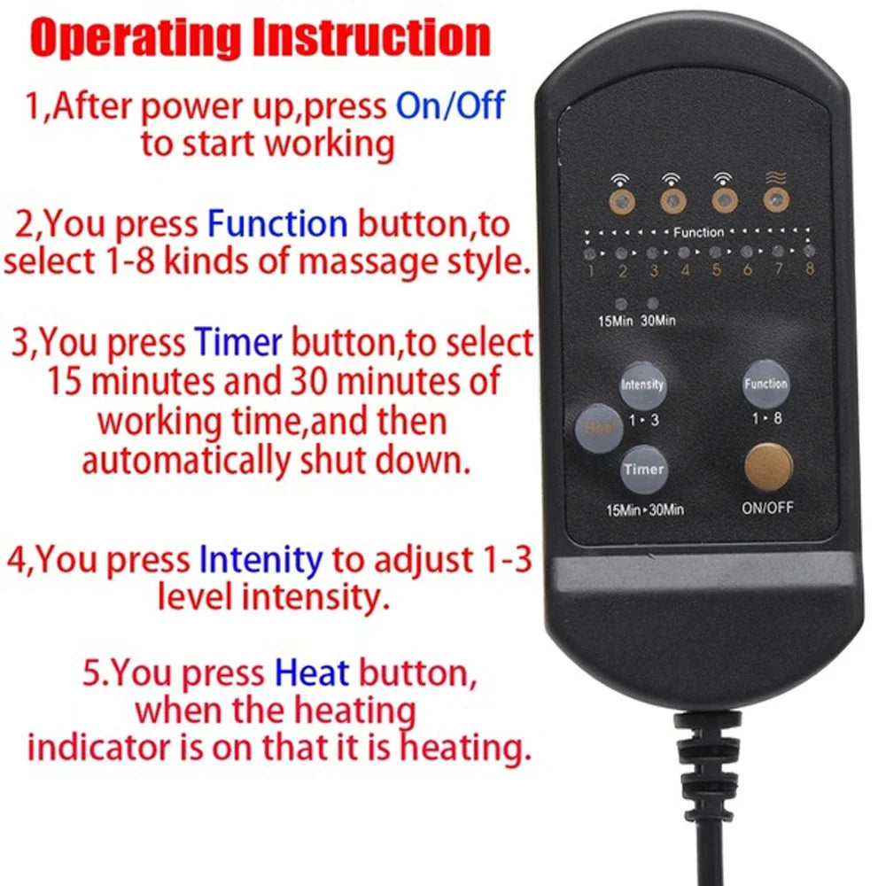 Portable Electric Back Massager with Heat Therapy for Muscle Relief Massage Chairs Tidesmit