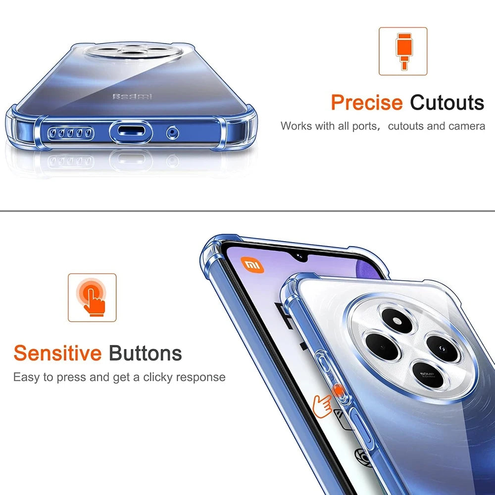 Redmi 14C & Poco C75 Clear Shockproof Case - Slim Military-Grade Protection Tidesmit