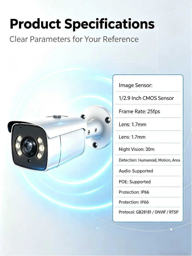 Psennikow Dual Light POE Metal Bullet IP Smart Camera Waterproof Outdoor Full Color Night Vision AI Human Audio Security Camera