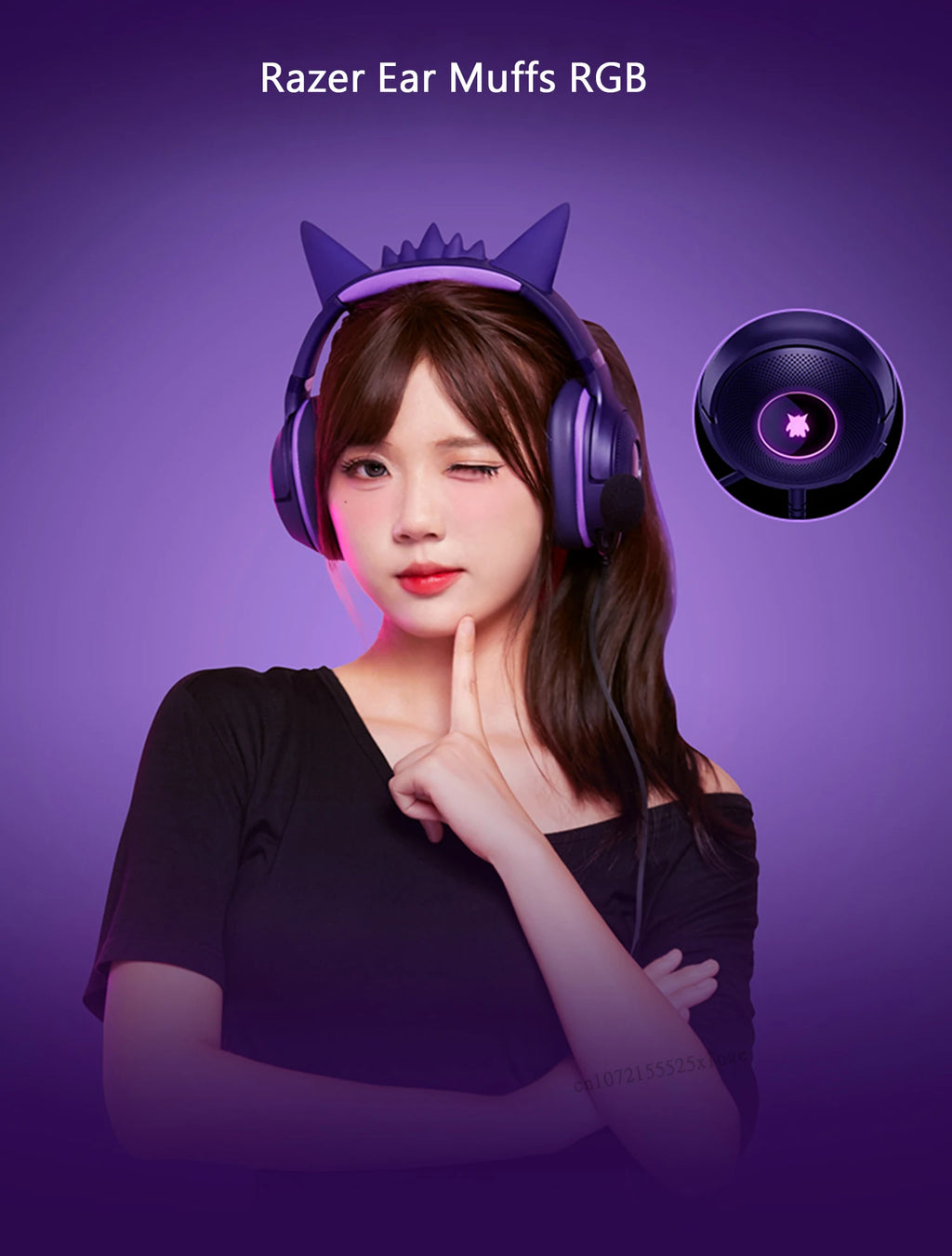 Razer Gengar Kraken Kitty V2 RGB Wired Gaming Headset - Gengar Purple Tidesmit