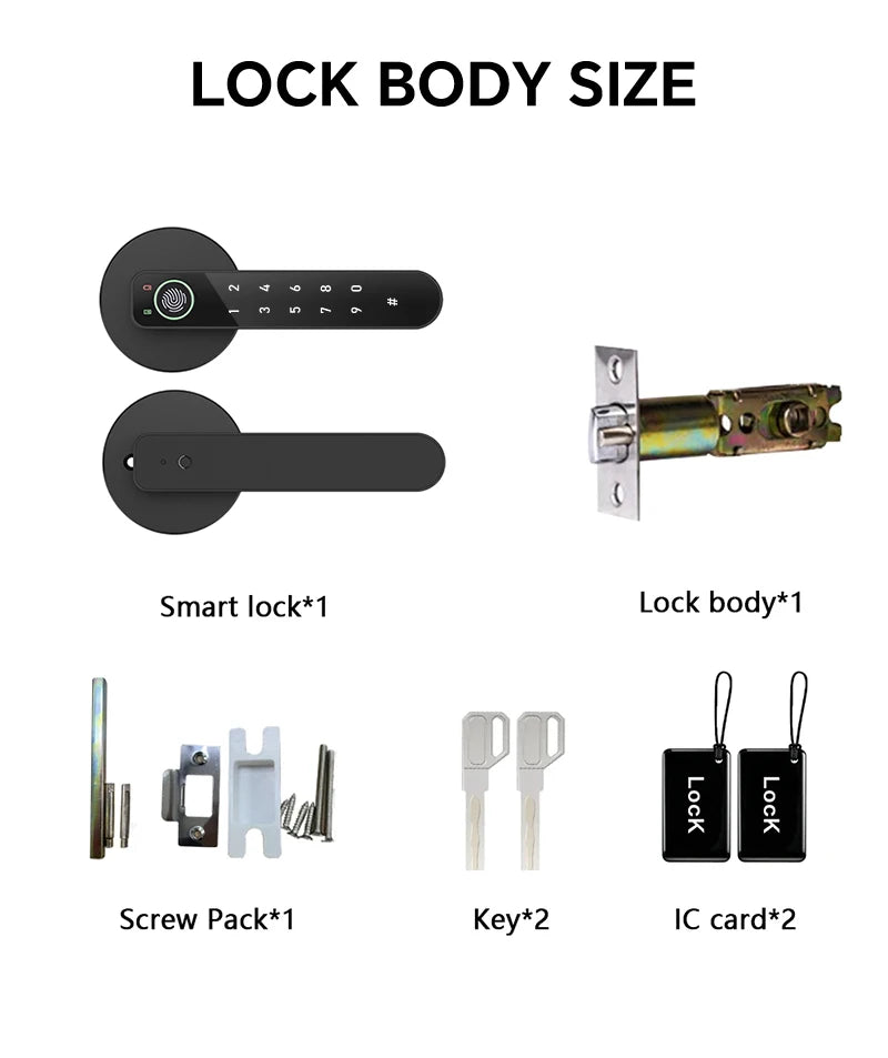 ICCSSI Smart Door Lock Fingerprint Lock Fingerprint/Tuya APP/Password/IC Card/key Unlock Multi Language Audio Playback B208APRO
