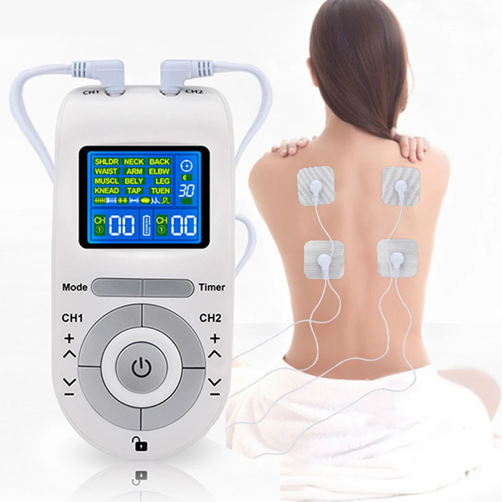 Electric TENS Muscle Stimulator - 4-Mode Portable Massager White Back Massage Instrument Tidesmit