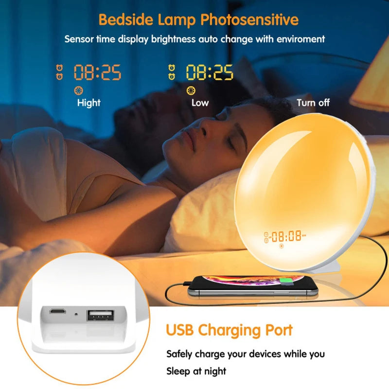 Wake Up Light Alarm Clock with Sunrise Simulation & FM Radio Tidesmit