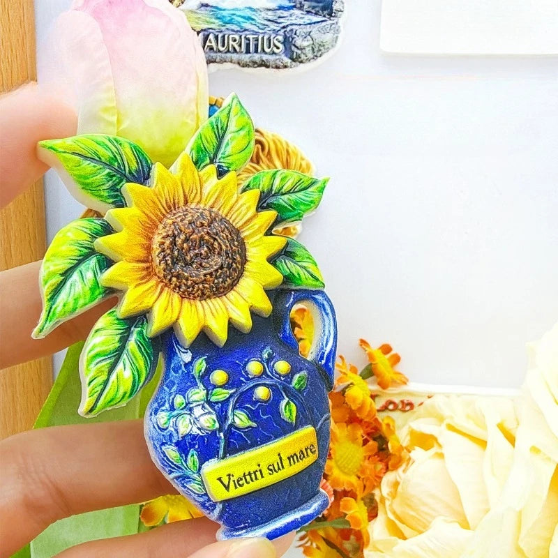 Vietri Sul Mare Fridge Magnet - Artisan 3D Ceramic Vase Souvenir Unique Italian Coastal Gift for Travel Mediterranean Home Decor
