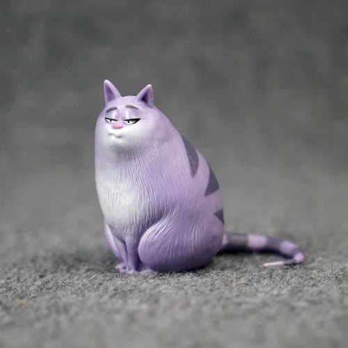 Cute purple cat figurine, cartoon animation collectible toy for home decor, perfect desk gift for pet lovers.