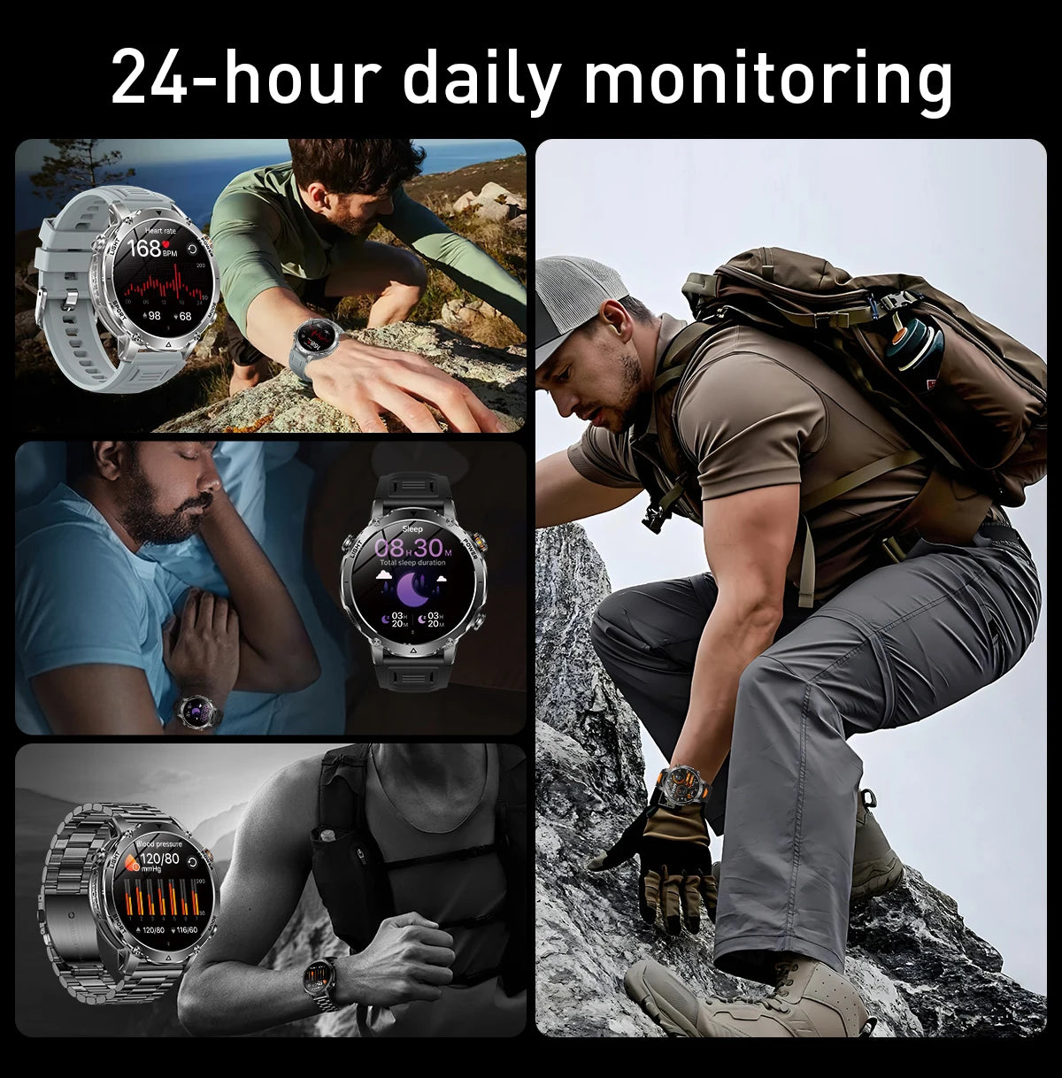 LIGE TANK Ultra Military Smart Watch 1400mAh Battery 10ATM Waterproof Heart Rate LED Flashlight Sports Bracelet Men Smartwatch
