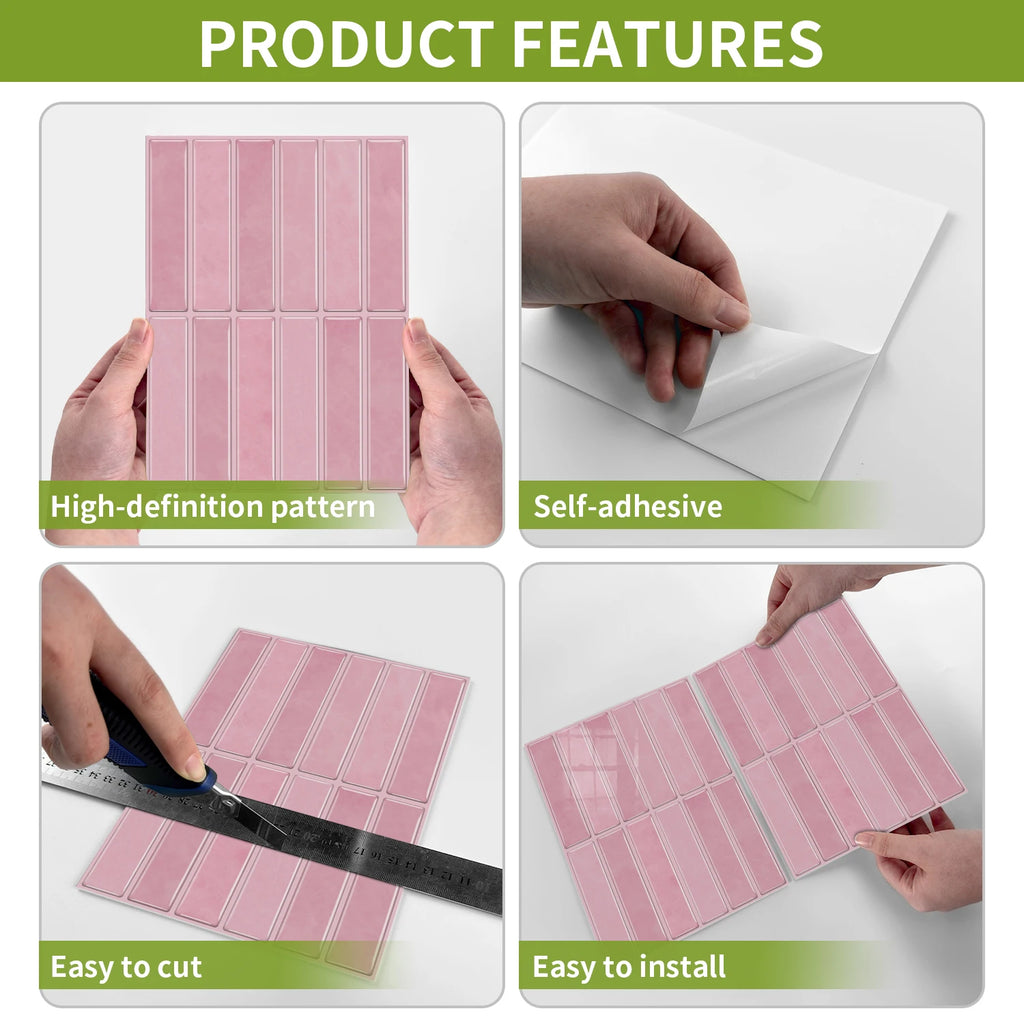 Self-adhesive tile decals, peel-and-stick tile stickers, splash-proof wall decor for kitchens and bathrooms, bedroom decor