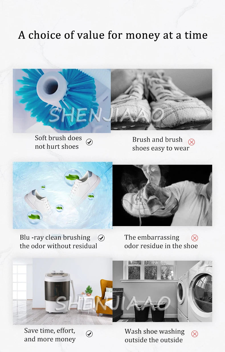 Tidesmit 110V portable shoe washing machine with UV blue light sterilization for baby shoes and small footwear