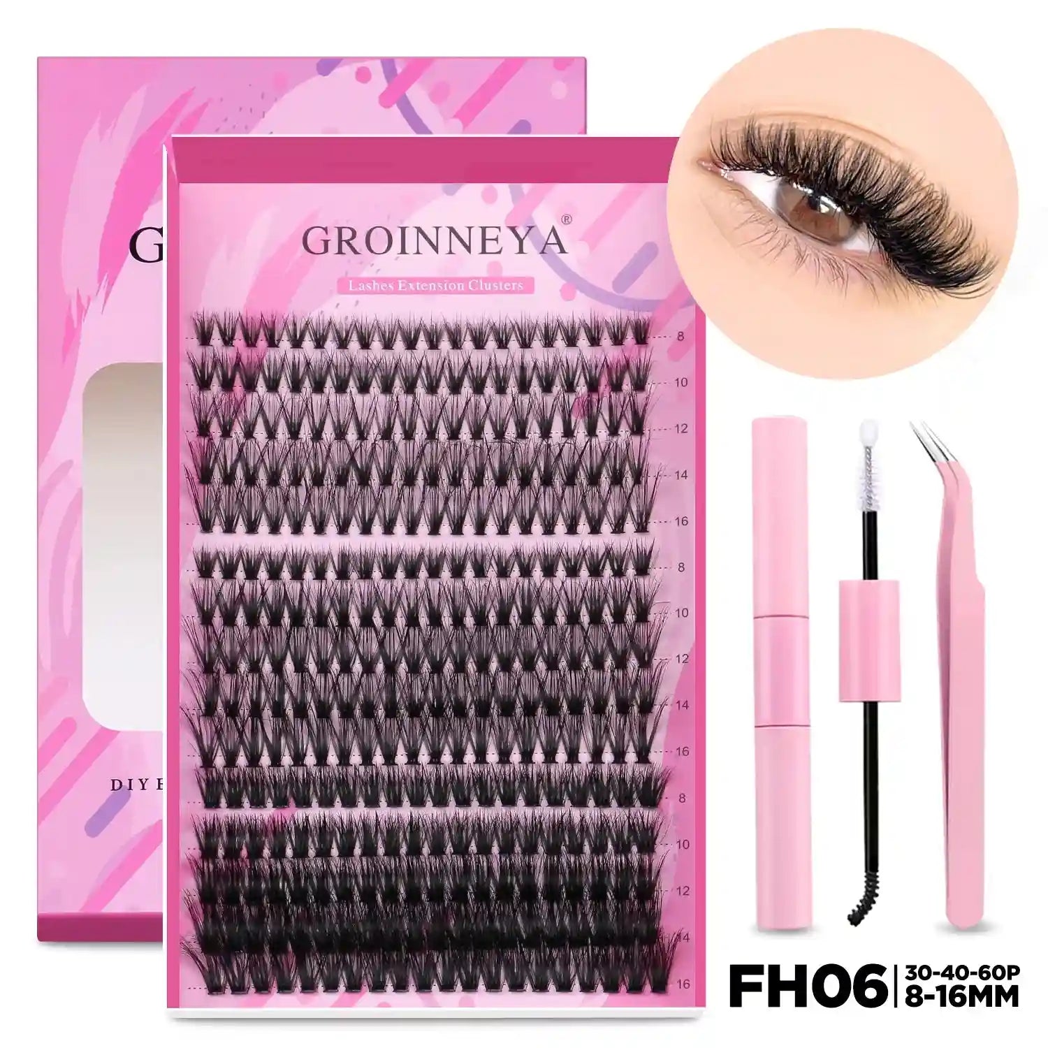 DIY Lash Extension Kit with Bond and Seal - Pro Cluster Set Lip Care Lash Set-FH06 Tidesmit