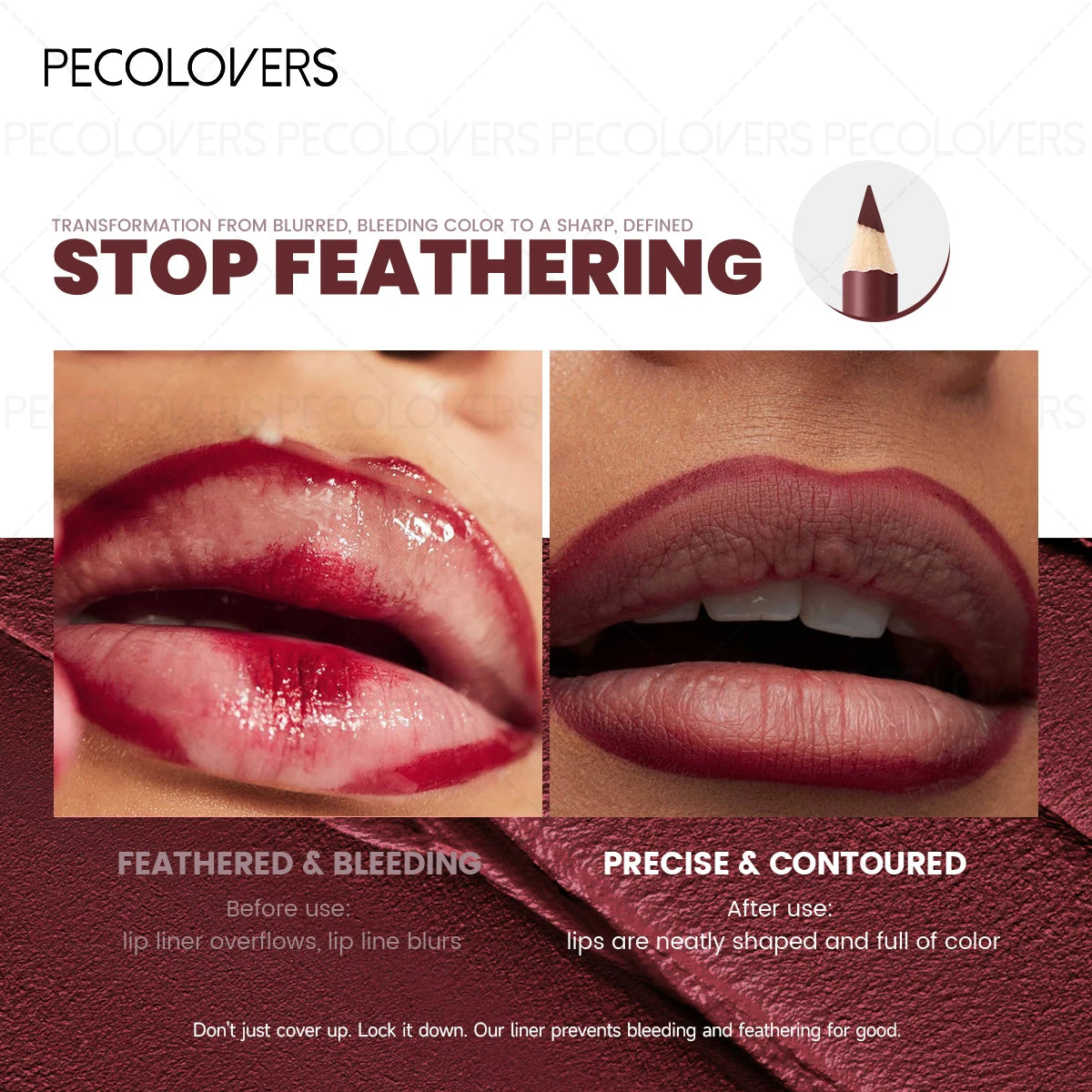 Long-lasting waterproof matte lip liner in deep brown-purple for precise, smudge-proof, and defined lip contouring.