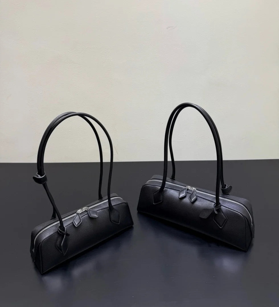 2026 high-quality genuine leather sausage bag, high-end customized high silk gloss leather handbag, women's shoulder bag