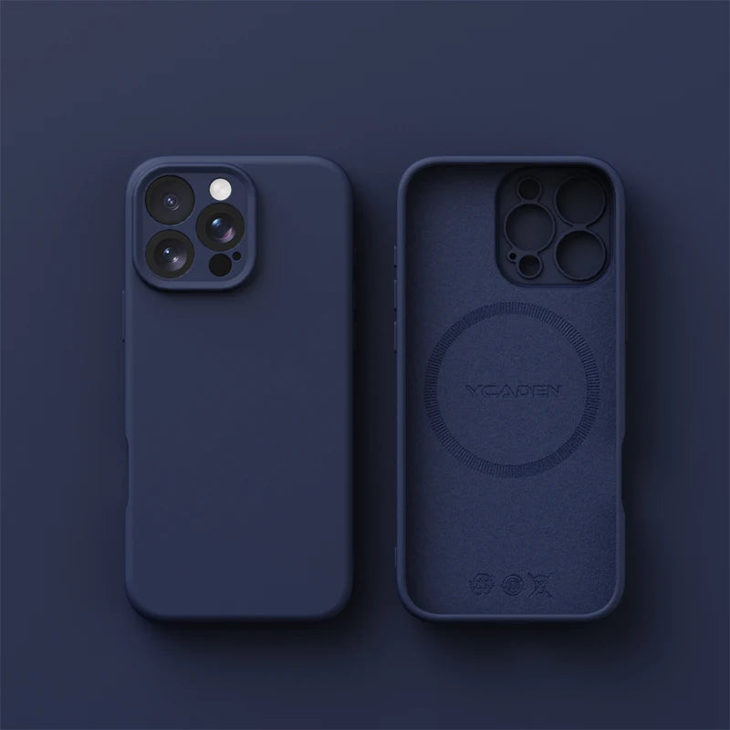Magnetic iPhone 16 Case | Liquid Silicone Shock-Absorbing Cover Navy Tidesmit