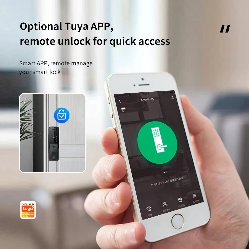 Smart Tuya WiFi APP Bluetooth Door Lock with Palm Vein Face Recognition Doorbell Waterproof Scissor Tongue Rim Locks No Drilling