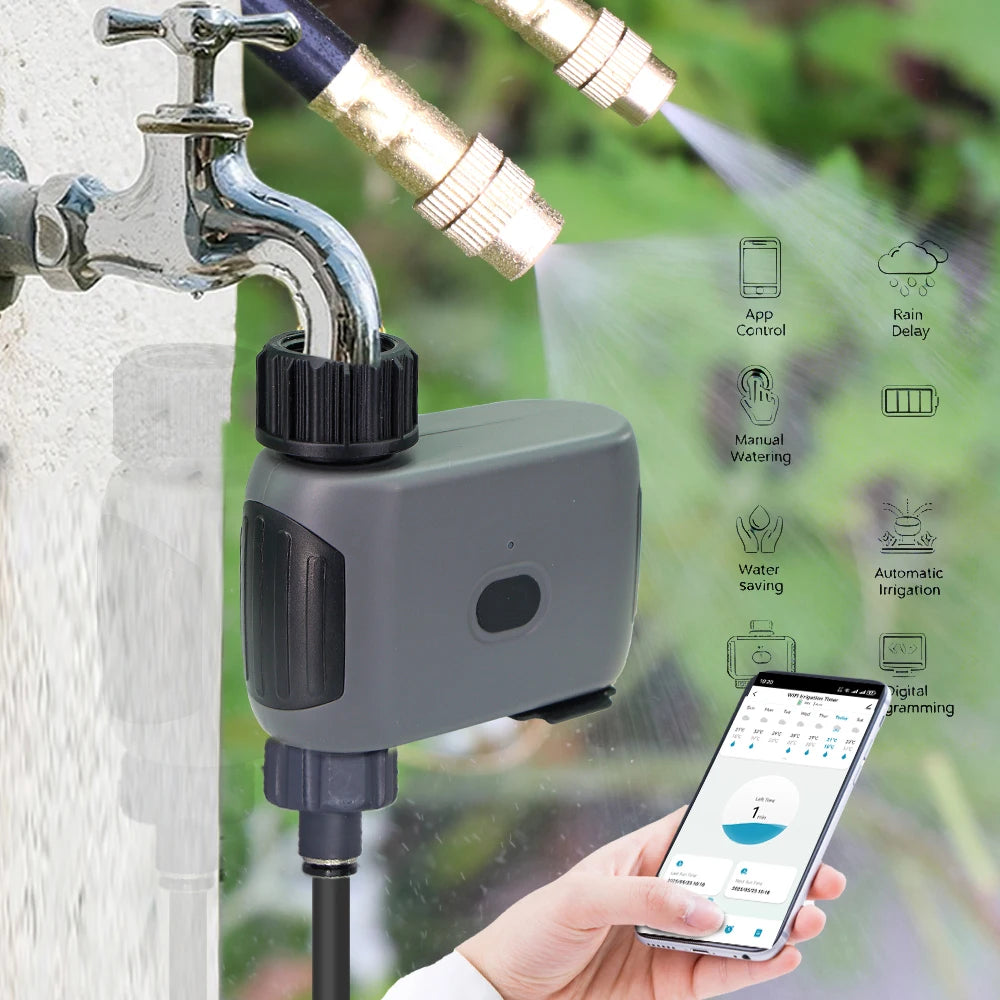 Tuya Smart Wifi Irrigation Timer Sprayer Watering Kit for Garden Lawn Plants Timing Misting Cooling System Quick Connect Fogging