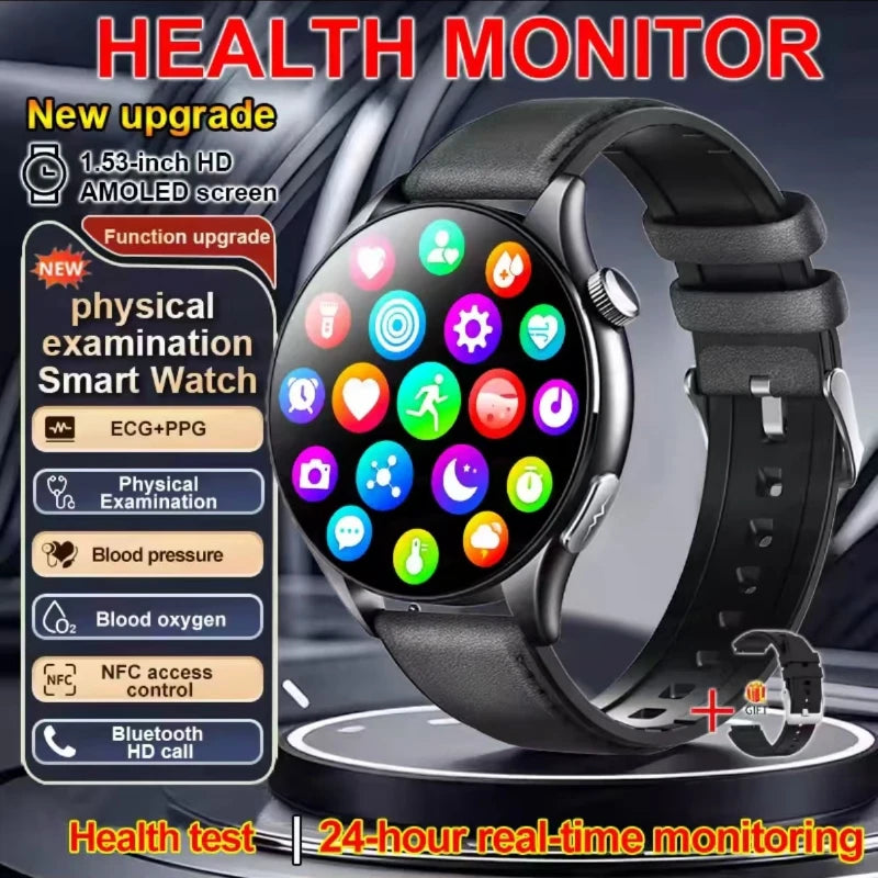 2026 New Smart Watch NFC ECG+PPG Blood oxygen Uric Acid Blood Pressure Sapphire Smartwatch Men For iPhone Android