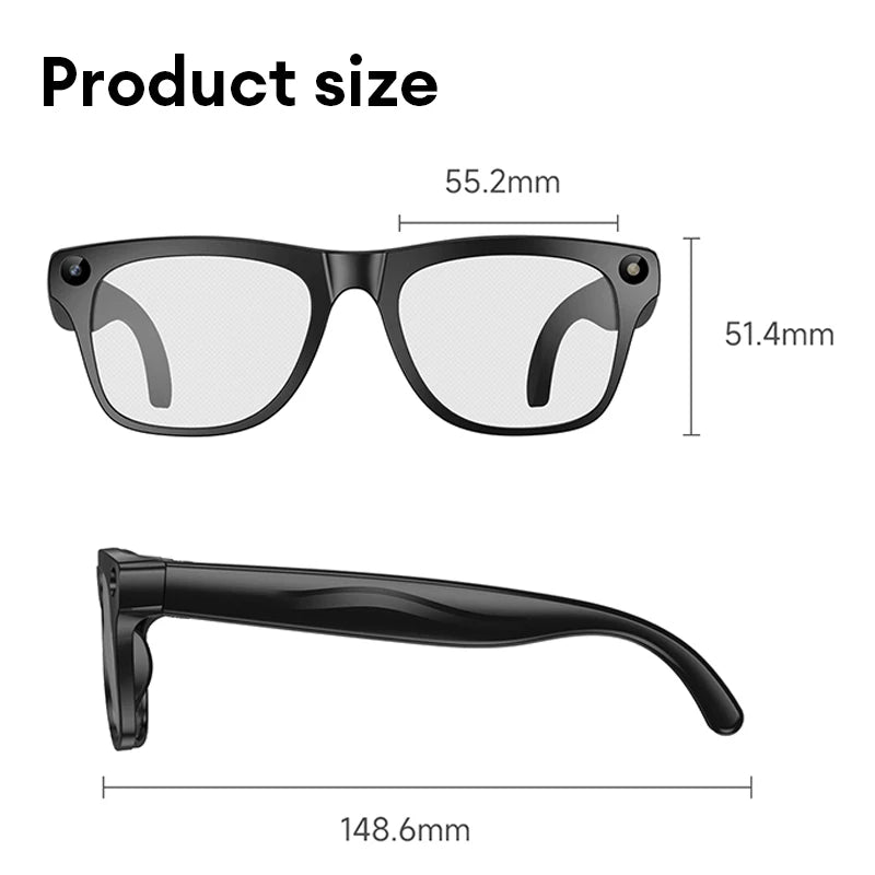 AI Smart Glasses with Camera & Translator - Black Frames by Tidesmit Tidesmit