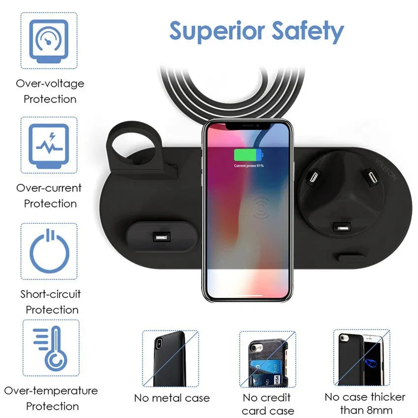 Wireless Charging Station for iPhone & AirPods | Qi Certified Fast Pad Tidesmit