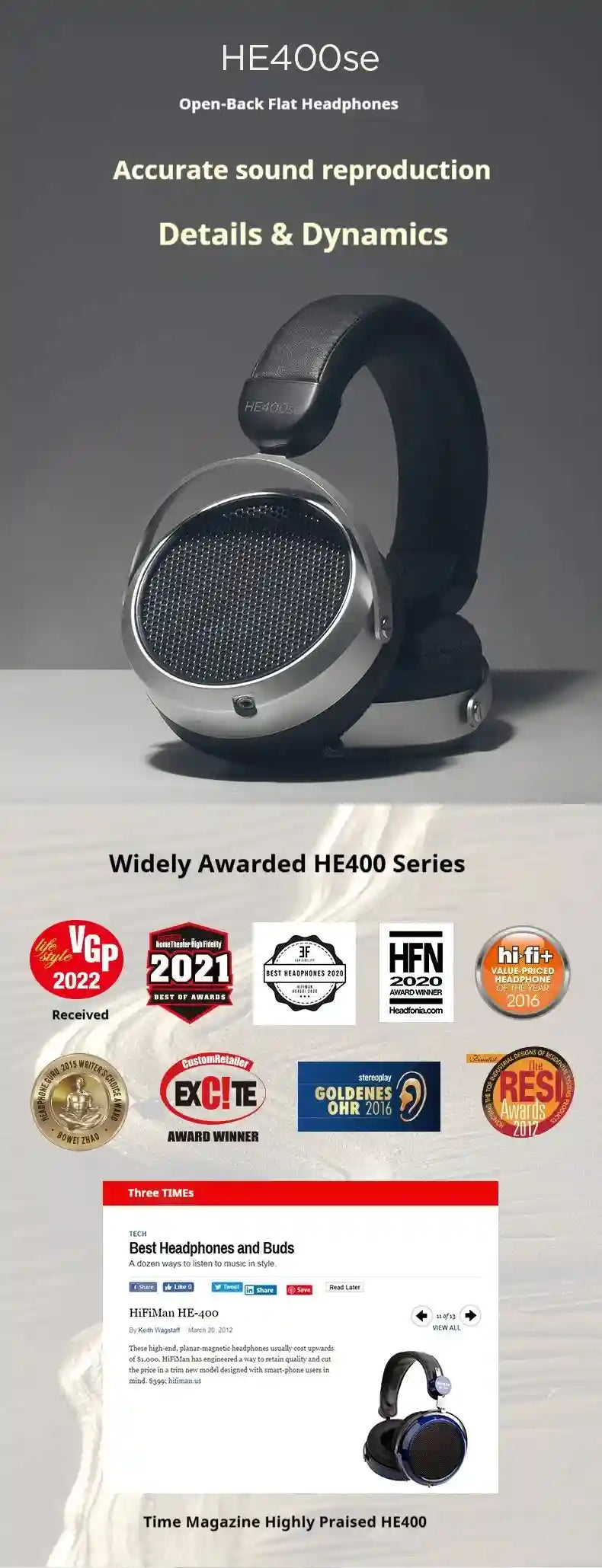 Hifiman HE400se Open-Back Planar Magnetic Headphones - Stealth Magnet Design Tidesmit