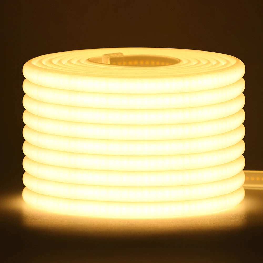 220V Dimmable COB Led Strip Light ON/OFF Dimmer Waterproof 288Leds Flexible Neon Lamp Home Decor EU Power Kit Warm Natural White