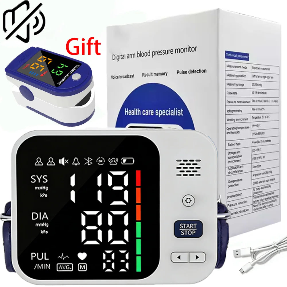 Automatic Tonometer Upper Arm Blood Pressure Monitor High Accurate Pressure Measure Tool Sphygmomanometer Tensiometer BP Monitor