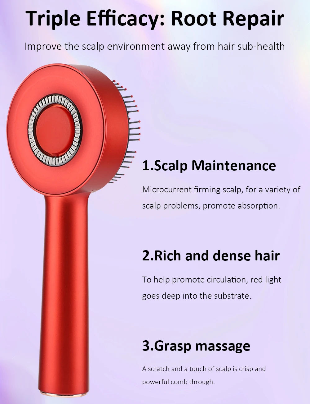 Electric Scalp Massager Comb for Hair Growth - Portable Red or Gray Device Relaxation Treatment Tidesmit
