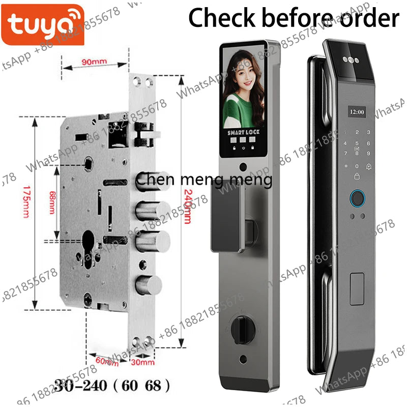 3D Face Real-time Intercom Smart Door Lock Biometric Electronic Security Camera Intelligent Fingerprint Password Key Unlock