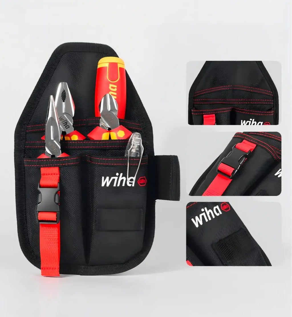 Wiha 90999C 6-Piece 1000V VDE Insulated Electrician Tool Kit, Multifunctional Pliers Screwdriver Set with Portable Storage Bag