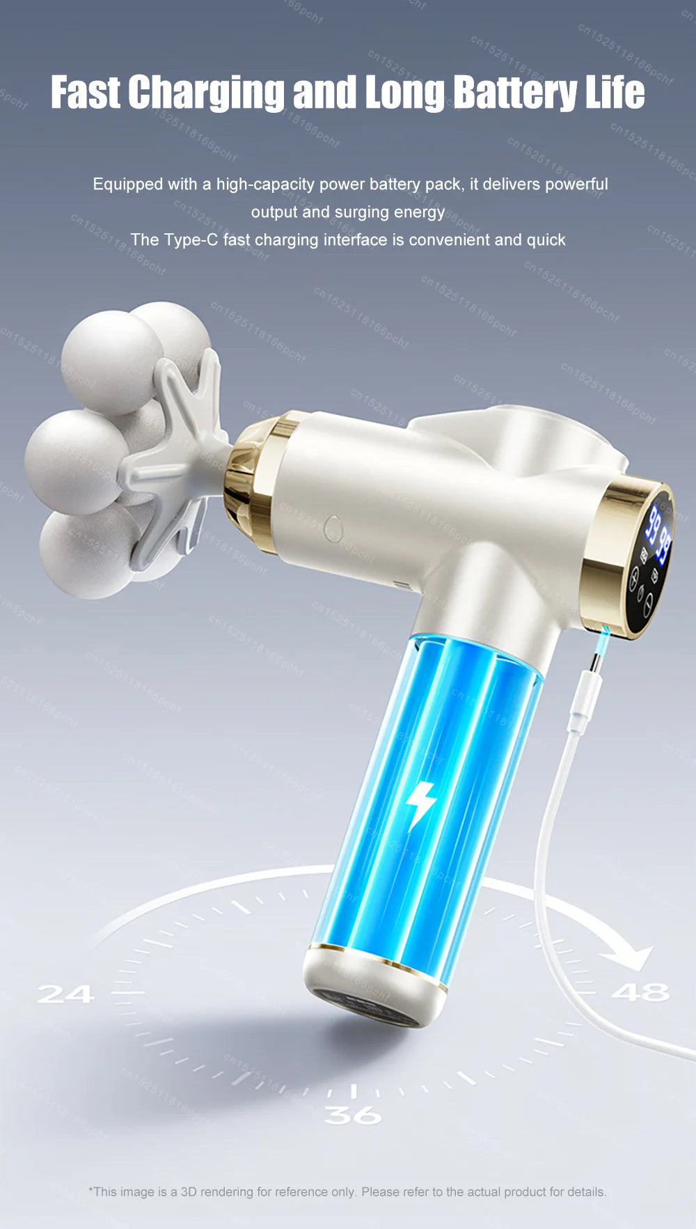Electric Massage Gun - 9-Speed Deep Tissue Muscle Recovery Tool White Fascia Gun Tidesmit
