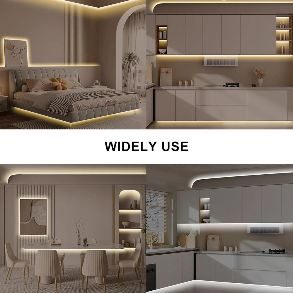 5M 10M 20M COB CCT LED Strip 24V Flexible High Density Dimmable Room Light 2.4G RF Touch Remote Control Dual White 2700K-6500K