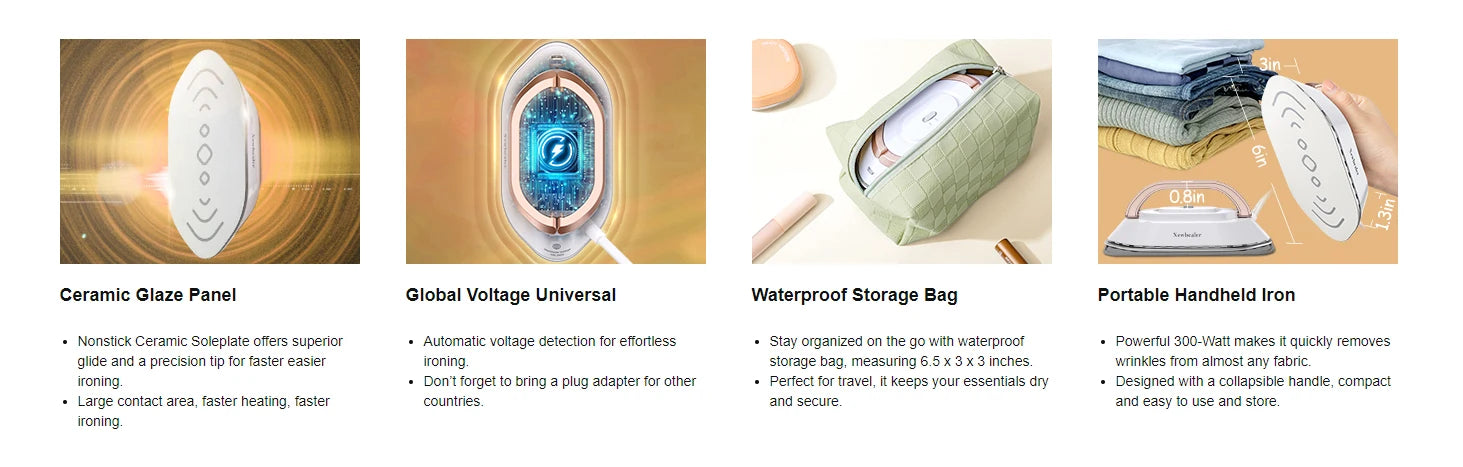 Tidesmit 300W mini portable clothes dryer and ceramic electric iron featuring dual-voltage for travel laundry care.