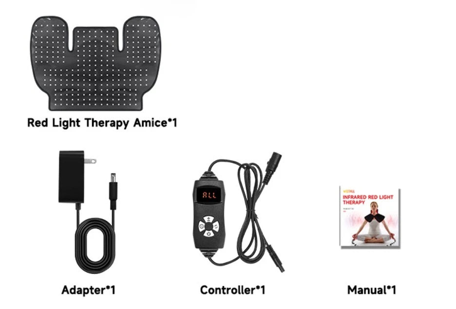 Red Light Therapy Pad for Muscle Relief with 288 LEDs Infrared Heat Massage Chairs 288Leds Tidesmit