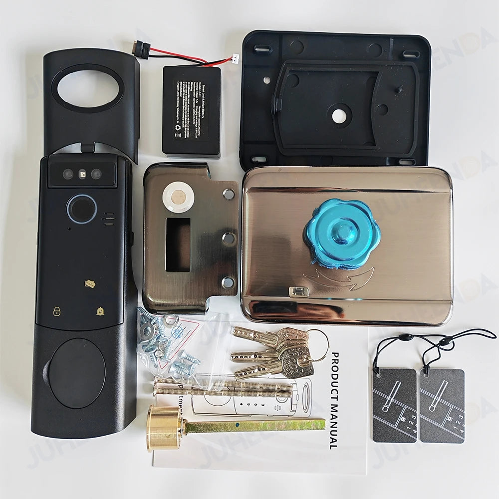 Tuya Smart Outdoor Waterproof Door Lock with Face Recognition Video Intercom RFID Card Password Electronic Lock for Iron Door