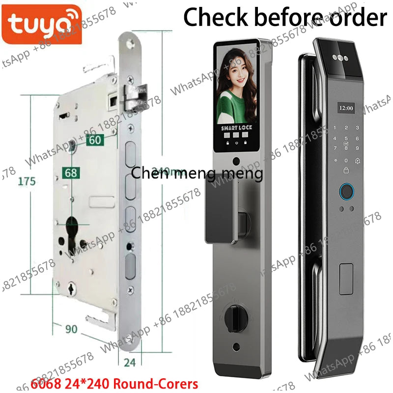3D Face Real-time Intercom Smart Door Lock Biometric Electronic Security Camera Intelligent Fingerprint Password Key Unlock