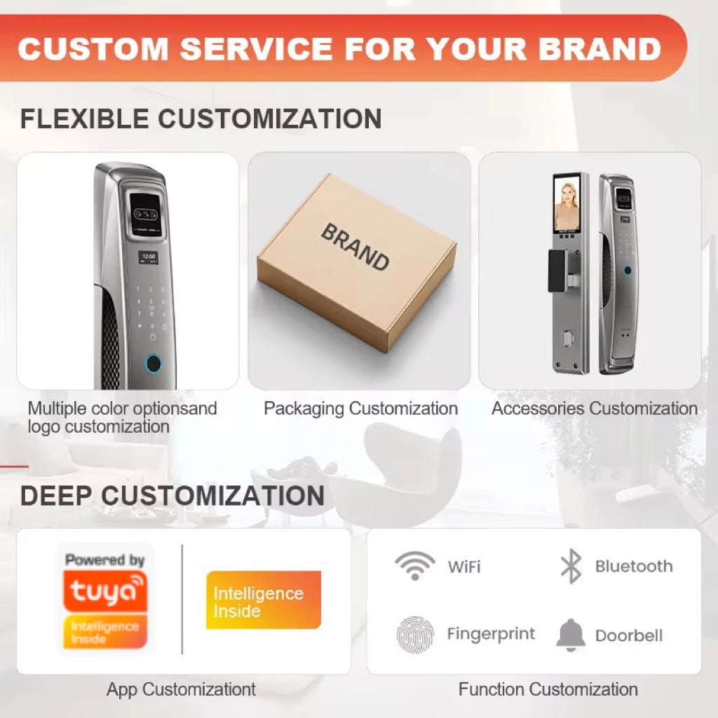 Digital Electronic Smart Door Lock With Camera Wifi Tuya Smart Lock Unlocked Through Code Password Biometric Fingerprint