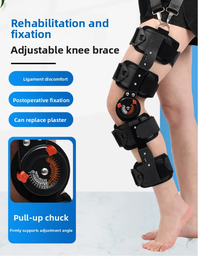 Adjustable Knee Brace Hinged Support Carbon Fiber Stay for Leg Fracture Meniscus Rehabilitation Post Surgery Recovery Breathable