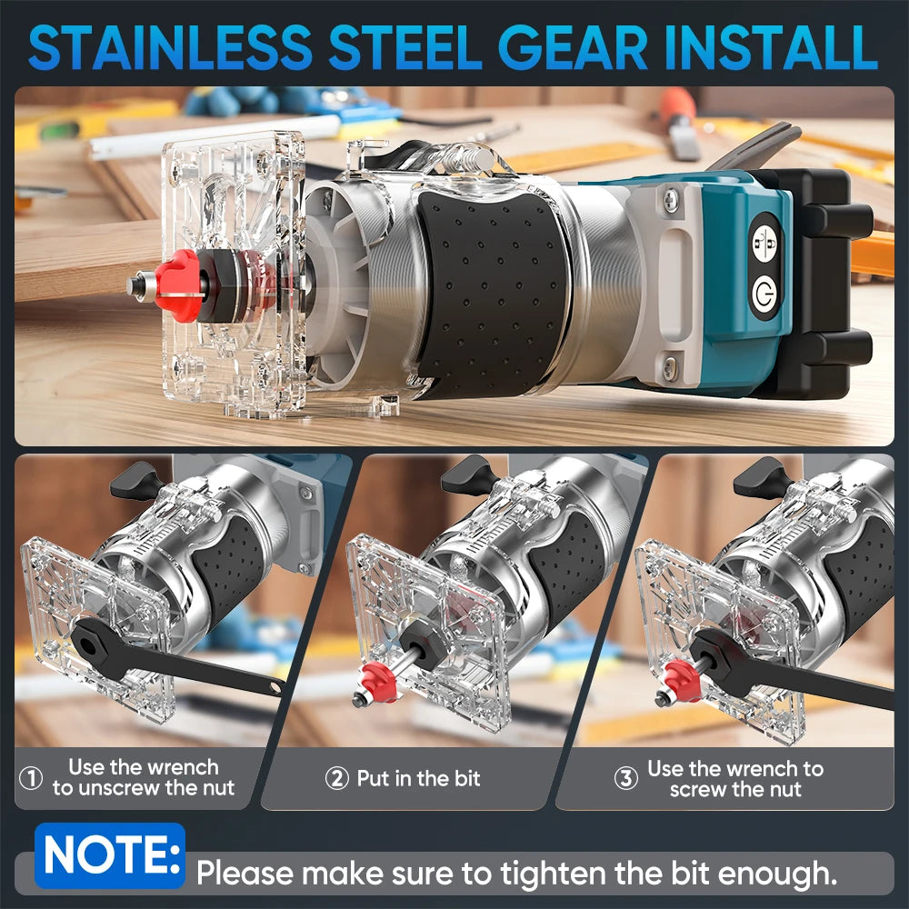 Brushless Wood Router Wood Trimmer Machine Electric Hand Trimmer Carpentry Tool Woodworking Trimming for Makita 18V Battery