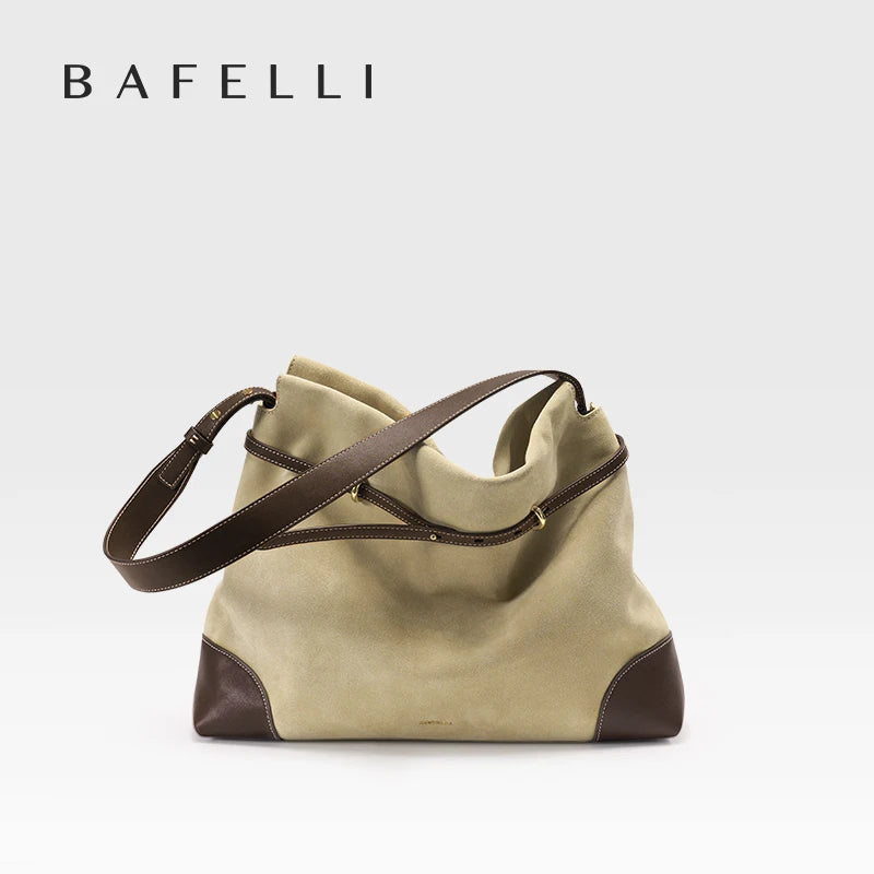 2026 ﻿Genuine Suede Women's Bag Large Capacity Crossbody Underarm Tote for Commuting Multi-functional BAFELLI Hobo Bag