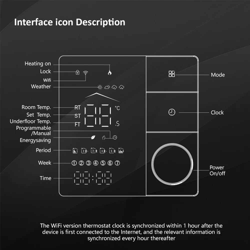 16A WIFI Matter Thermostat Smart Home Electric Warm Floor Heating Temperature Controller Support Google Assistant Alexa