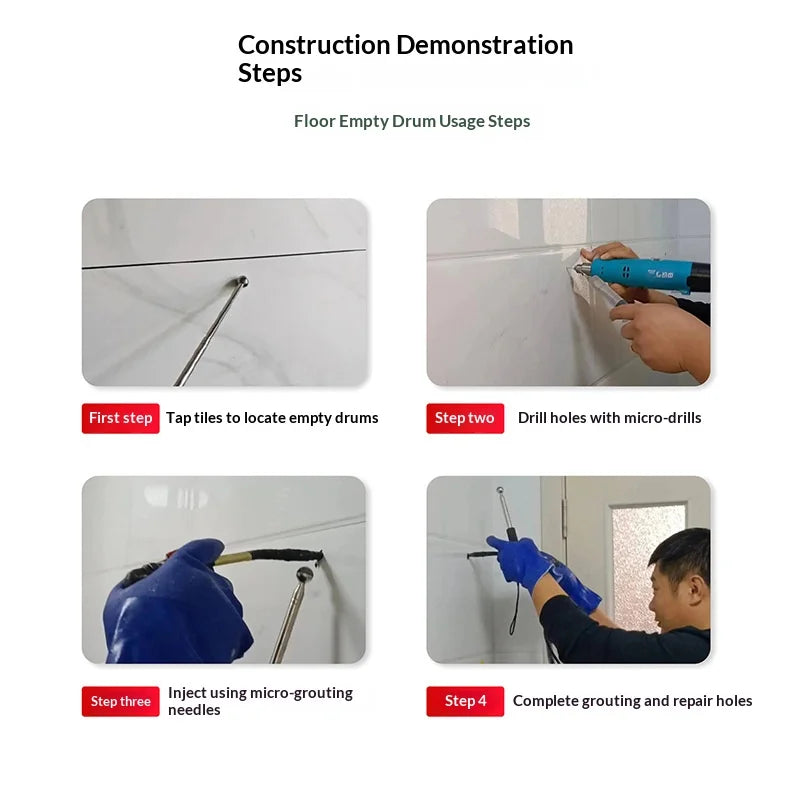 JH Professional 1300W Grouting Machine Kit for Tile Wall Marble Hollow Repair with Alloy Pump And Gun Included