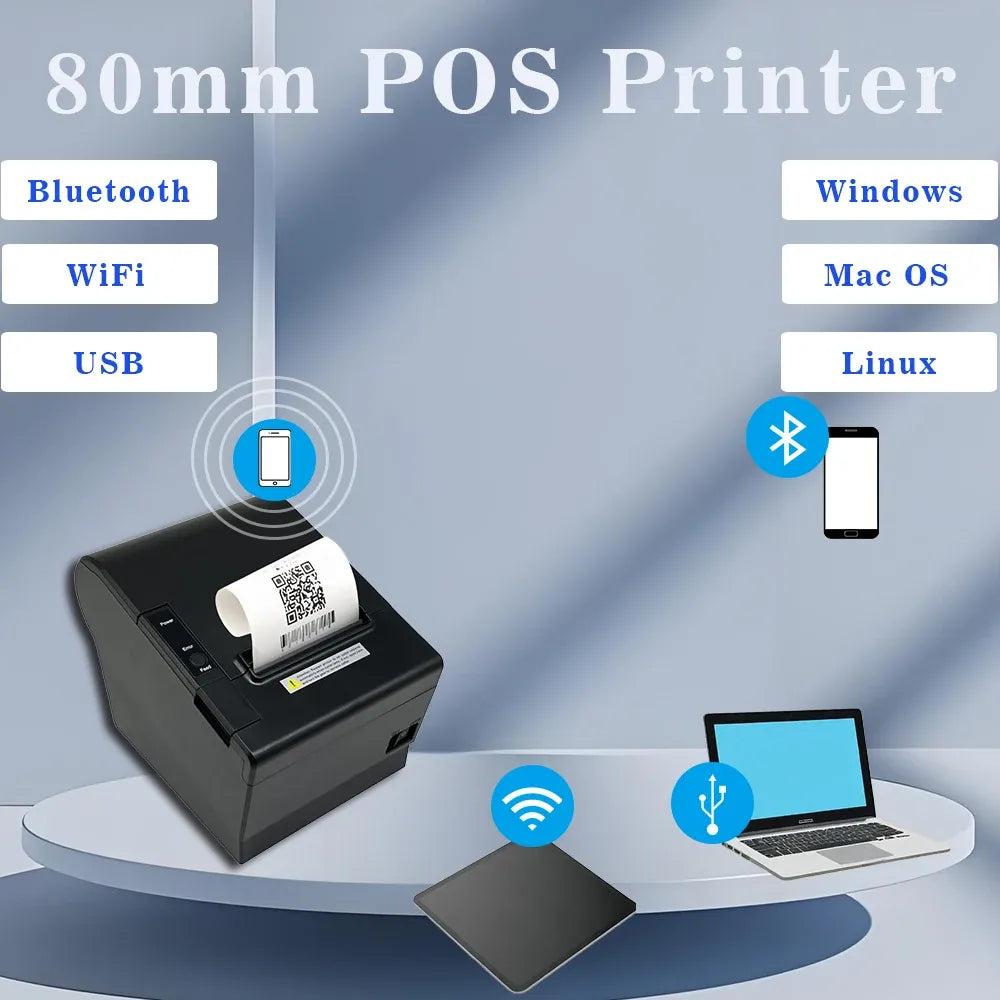 Hot Sale 80mm Thermal POS Receipt Barcode QR Code Printer for Retail Bill Invoice Printing Machine with Cash Drawer