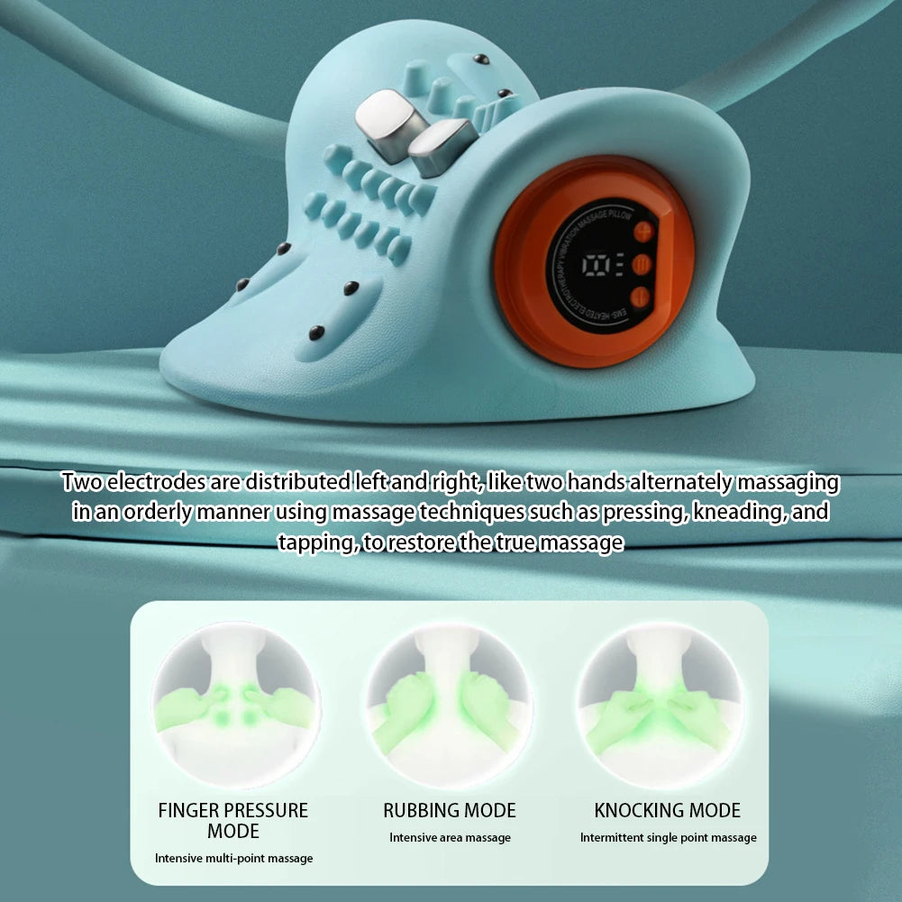Cervical Neck Traction Pillow with Heat Therapy & Deep Tissue Massage Back Massage Instrument Tidesmit