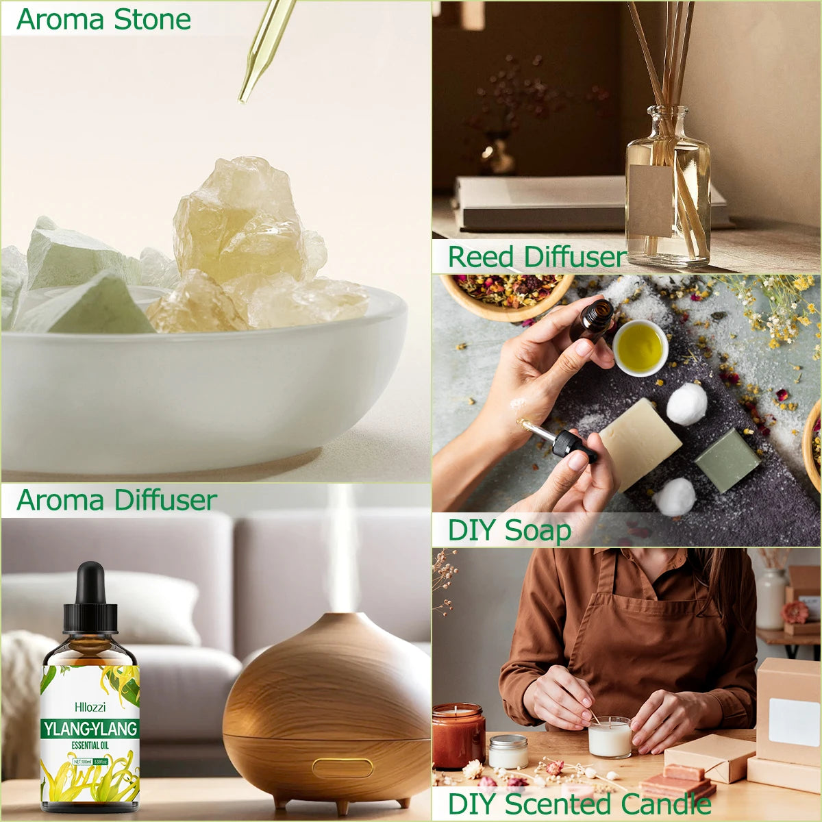 Ylang ylang essential oil is used for skin care, massage, bathing, and is suitable for face, body, nails and hair.