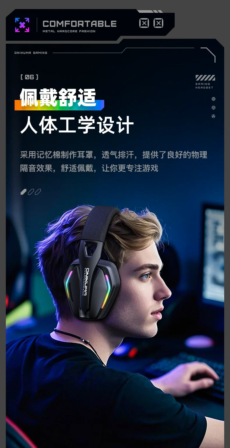 Tidesmit GT826 Wireless Over-Ear Gaming Headphones with Bluetooth 5.3 Tidesmit