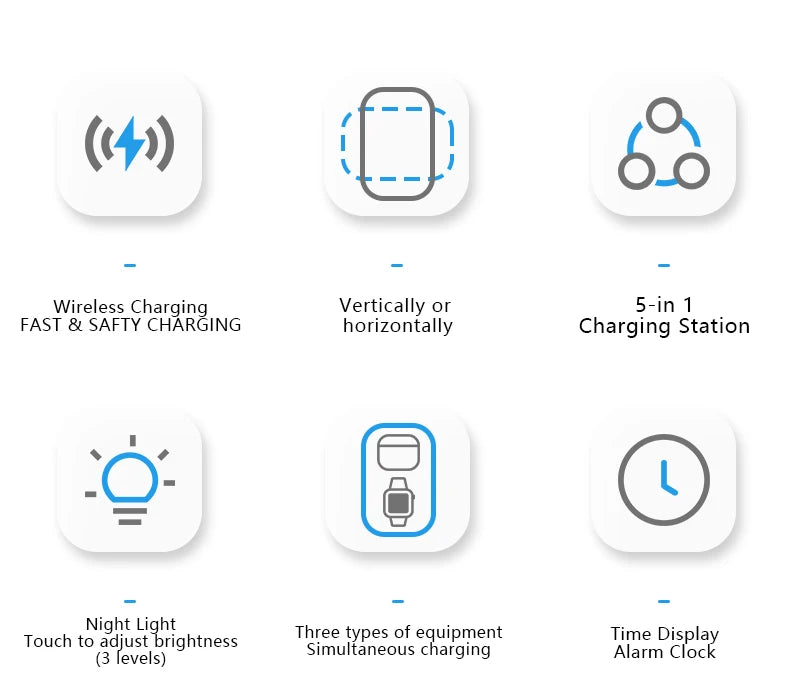 Qi2 Wireless Charger with Alarm Clock & RGB Light - Tidesmit Tidesmit