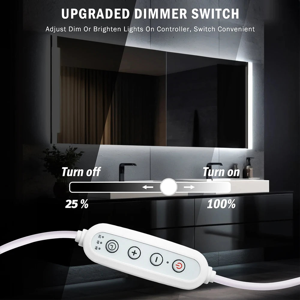 Dimmable 220V COB LED Neon Strip Light 4key Controller EU Plug Flex Tube 3000K 4000K 6000K for Staircase Bar Counter Lighting
