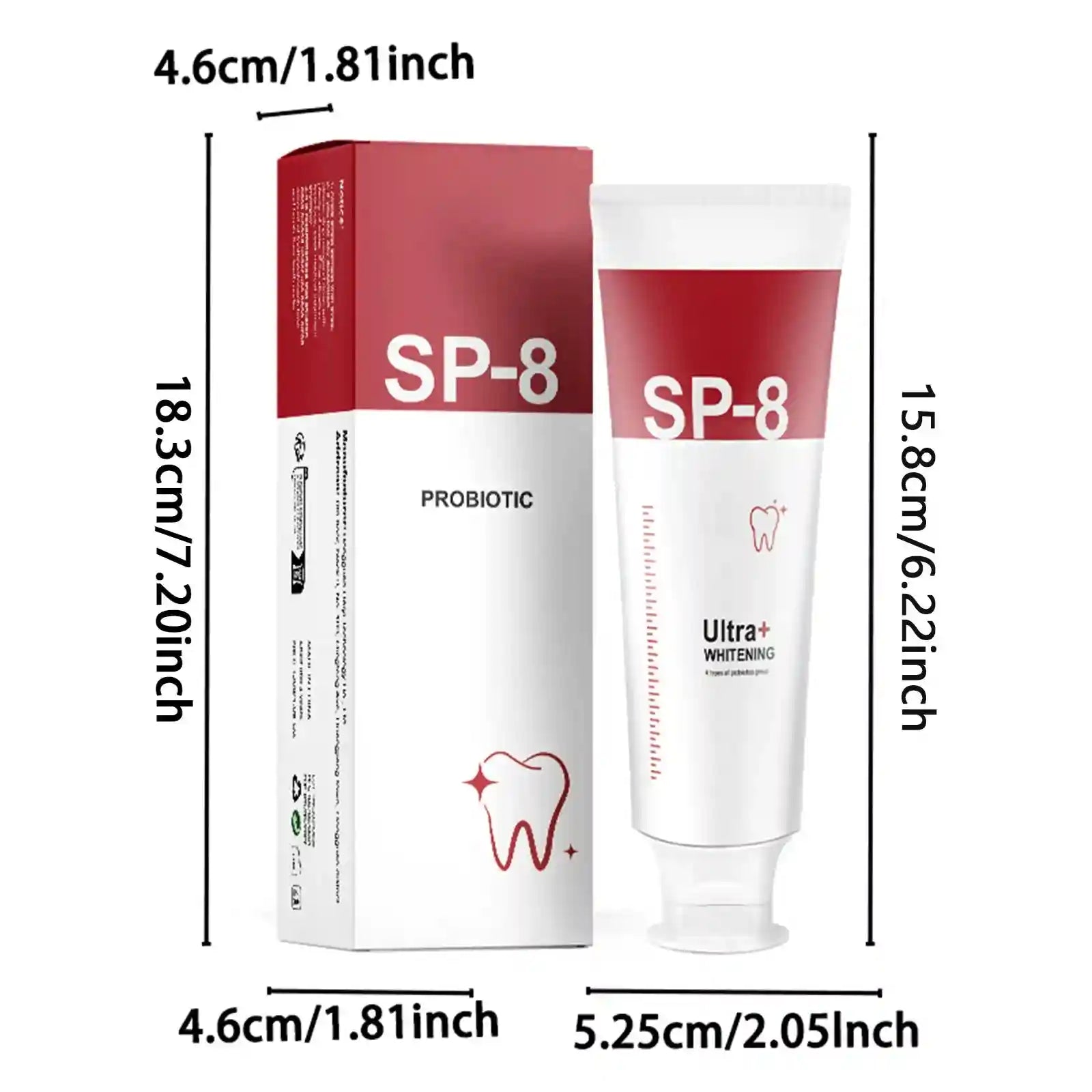 Tidesmit SP-8 Probiotic Toothpaste and Toothbrush set for teeth whitening, stain removal, and gum health.