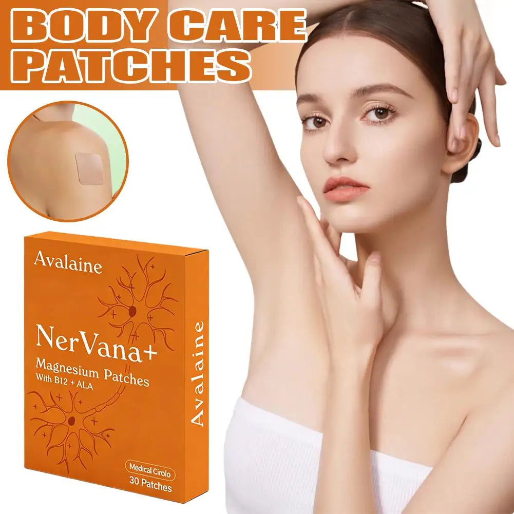 30pcs Avalaine NerVana+ Magnesium Patches with B12 & ALA – Natural Relaxation & Muscle Repair for Sensitive Skin