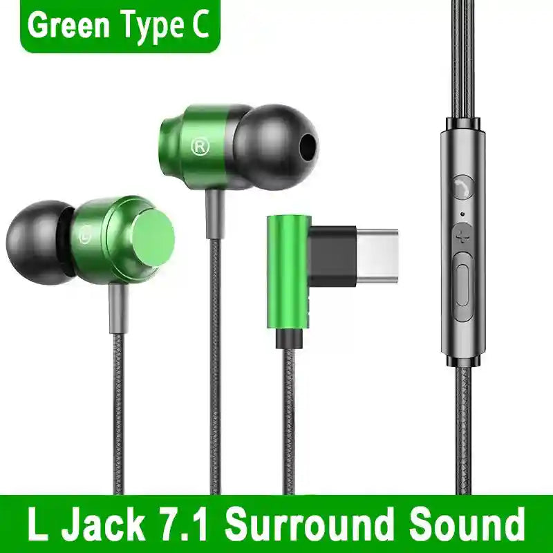 Wired Gaming Headset with Mic - HiFi Surround Sound Audio by Tidesmit Green Type C Tidesmit