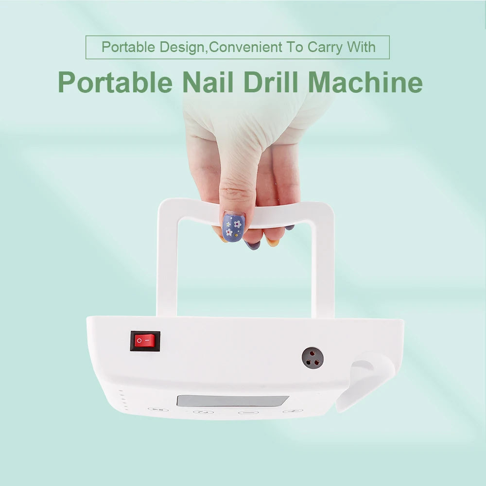 Brushless 35000RPM Portable 2-in-1 Electric Desktop Nail Drill Machine Drilling Manicure Nail Polisher 85w Powerful with Bit Set